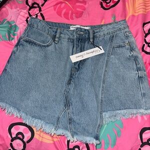 Highway jeans | light blue frayed mini skirt size 3